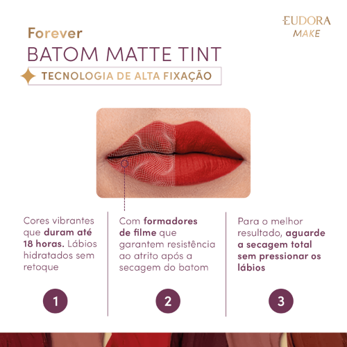 Batom Líquido Malva Absoluto Eudora Make Forever Matte Tint 4ml