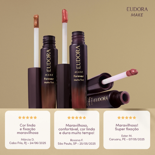 Batom Líquido Malva Absoluto Eudora Make Forever Matte Tint 4ml