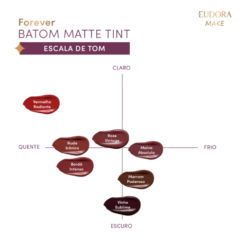 Batom Líquido Malva Absoluto Eudora Make Forever Matte Tint 4ml